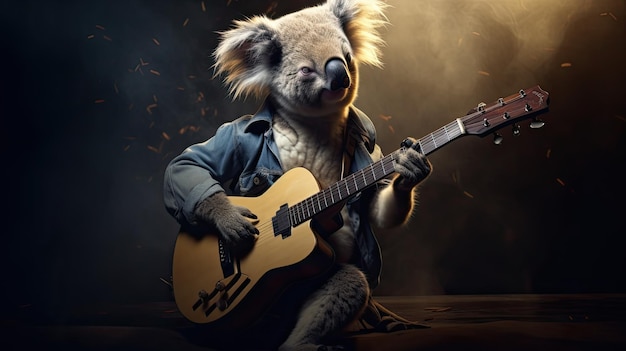 Un koala rockstar con una chitarra