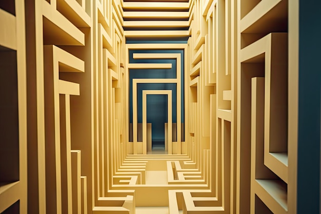 Un labirinto di forme geometriche, illusioni ottiche e porte nascoste create con l'IA generativa