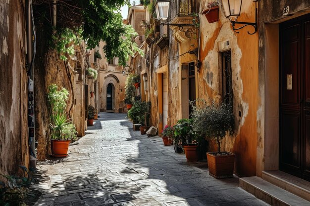 Un labirinto di strade strette in una città mediterranea generata dall'AI