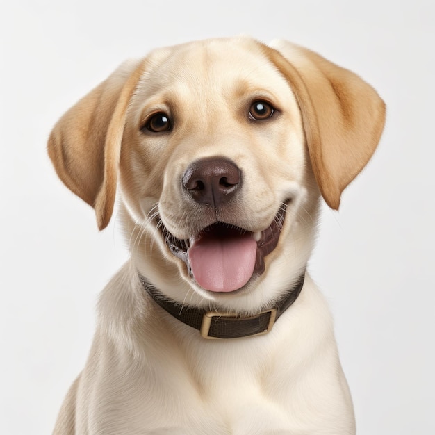 Un Labrador Retriever su sfondo bianco ritratto