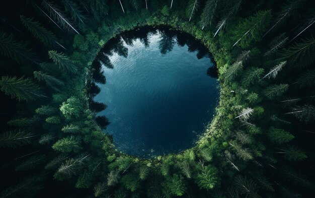 Un lago circolare perfetto catturato da Abovequot Ai
