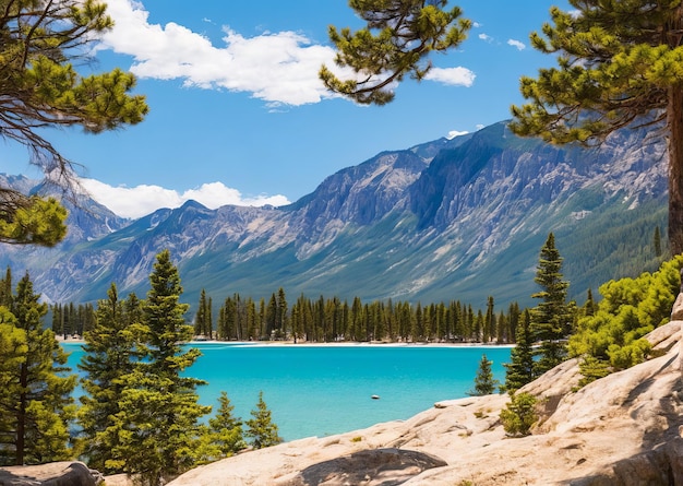 Un lago con le montagne sullo sfondo