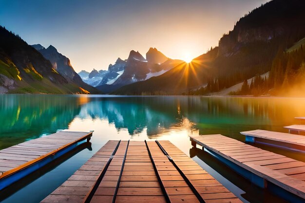 Un lago con una montagna sullo sfondo