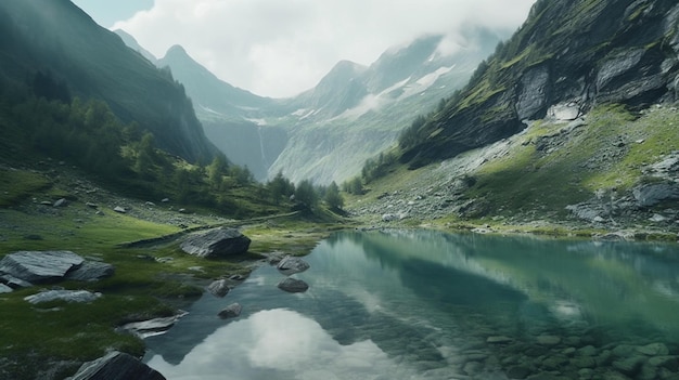 Un lago di montagna in montagna