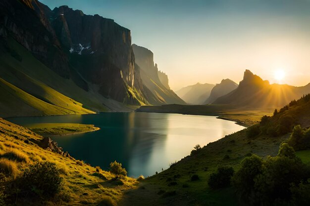 Un lago di montagna in montagna