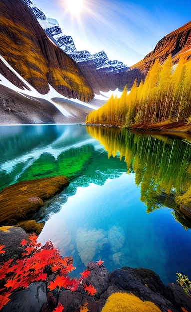 Un lago in montagna con il nome iceberg