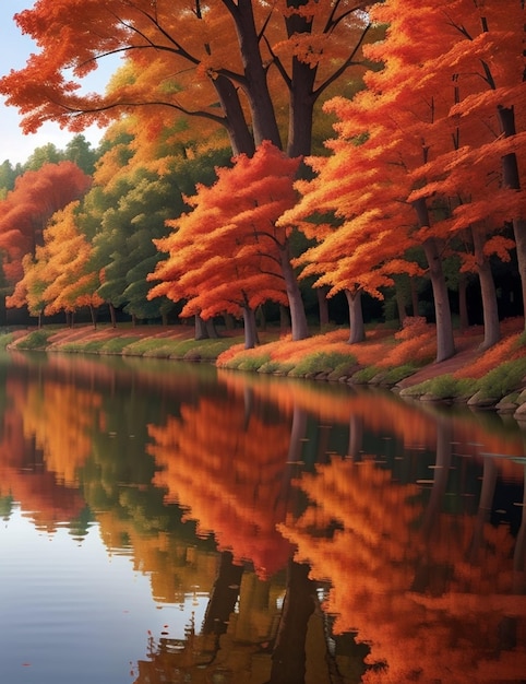 Un lago sereno circondato da alberi