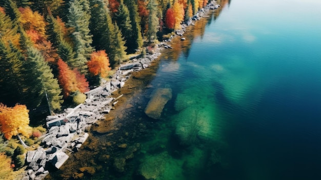 Un lago sereno circondato da stagioni mutevoli e foreste lussureggianti