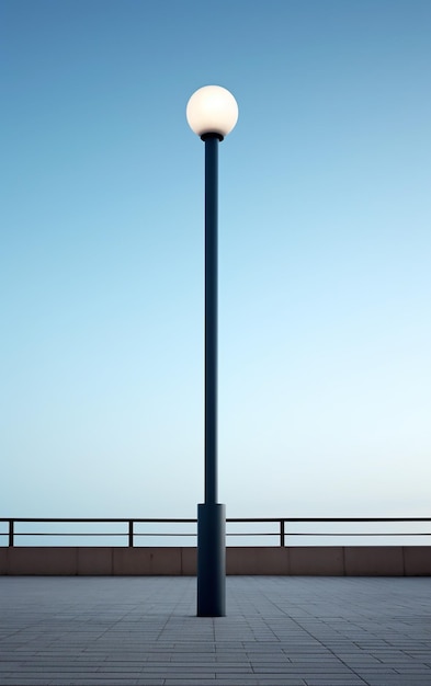 Un lampione con un cielo azzurro sullo sfondo.