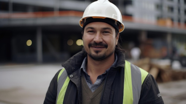 Un lavoratore di costruzione maschio svedese sorridente che sta nel cantiere