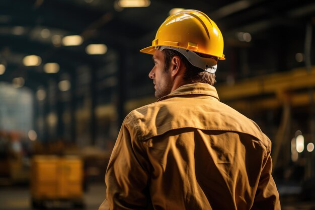 Un lavoratore irriconoscibile con un cappello giallo è stato generato