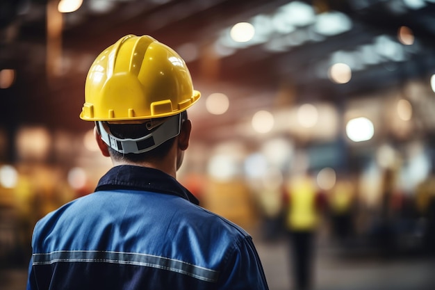 Un lavoratore irriconoscibile con un cappello giallo è stato generato