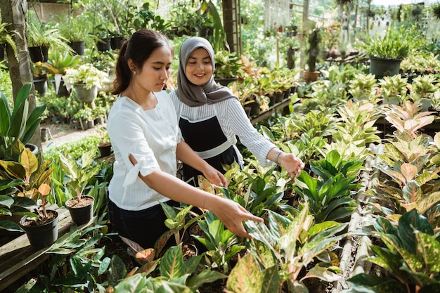 Un lavoro di due giardiniere femminile