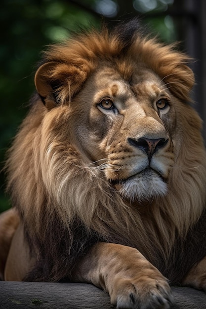 Un leone con uno sfondo nero