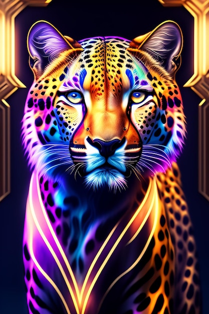 Un leopardo colorato è su un poster che dice "leopardo".