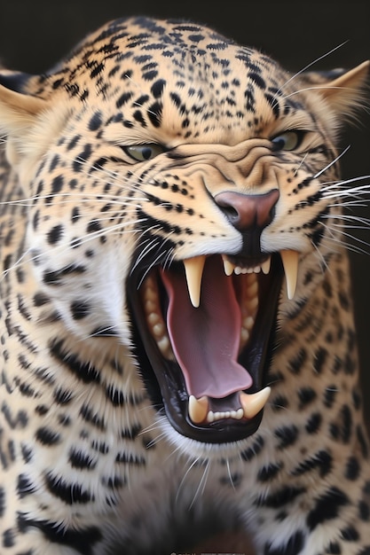 Un leopardo con una grande bocca e una grande bocca