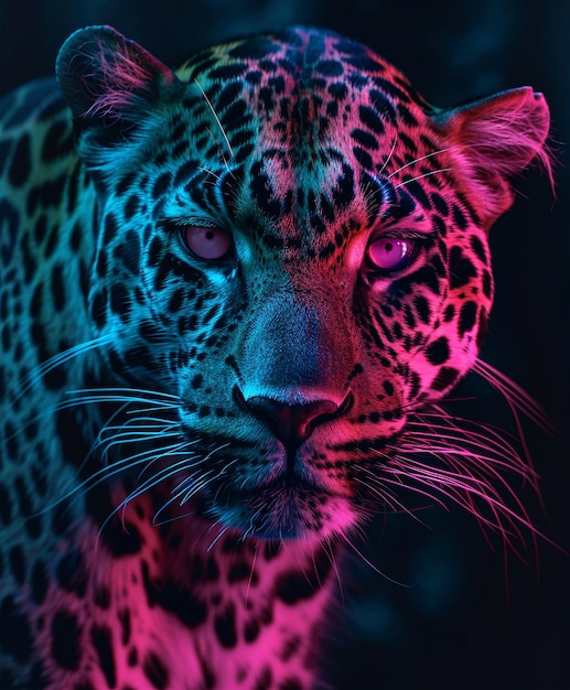 Un leopardo con vernice su tutto il viso e i colori