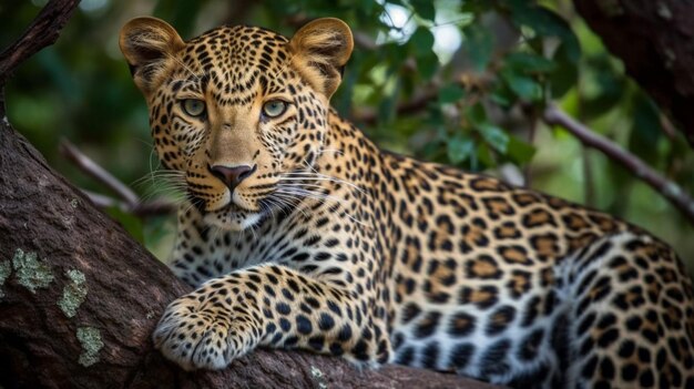 Un leopardo su un albero in Africa