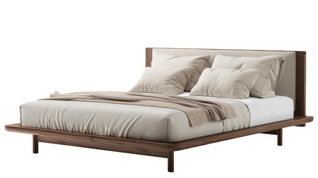 un letto con un comodo bianco e un comodo marrone