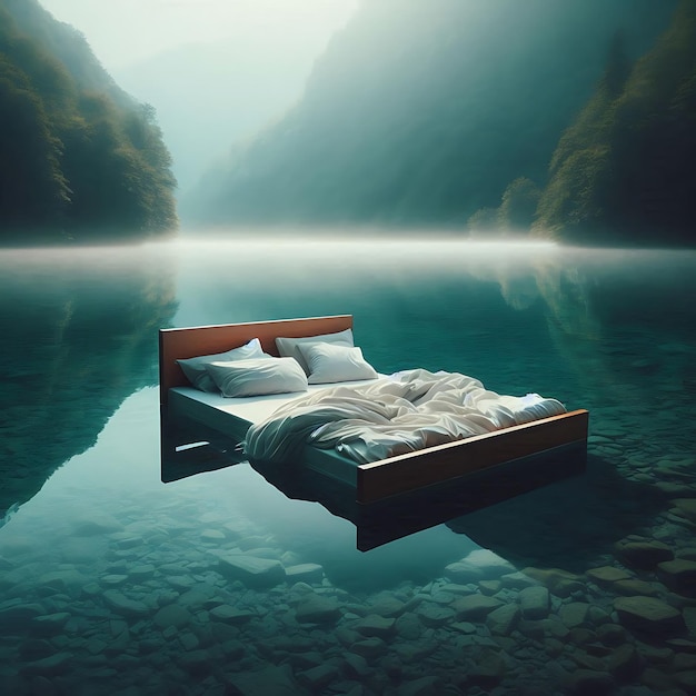 un letto con una cornice di legno che dice " il fondo di esso "