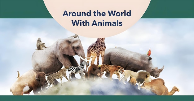 un libro che dice intorno intorno al mondo con gli animali