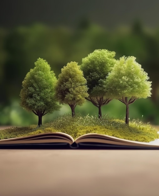 Un libro con degli alberi su cui c'è scritto "alberi".