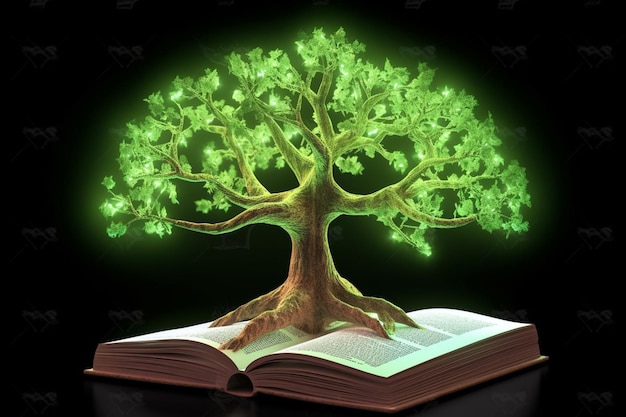 Un libro con sopra un albero