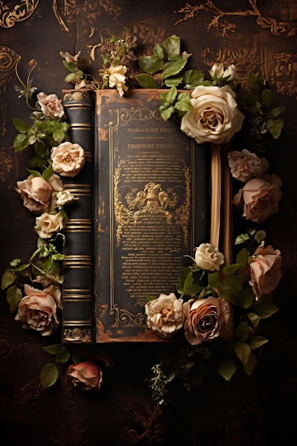 un libro con un bordo floreale e un bordo florale
