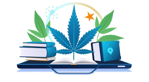 un libro con un cappuccio blu e un libro intitolato marijuana