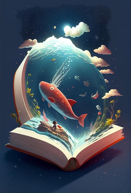 Un libro con un pesce sopra.