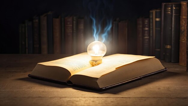 un libro con una luce che ne esce