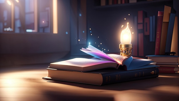 un libro con una luce che ne esce