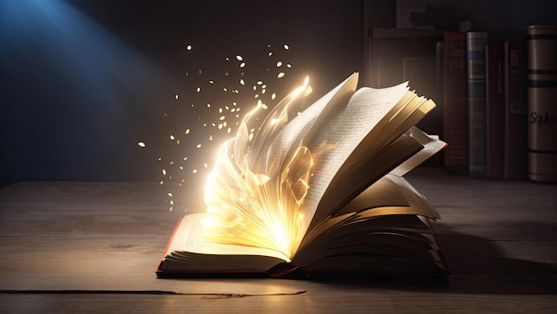 un libro con una luce che ne esce