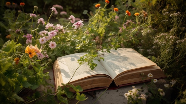 Un libro è aperto a una pagina che dice "il libro è aperto a un giardino"