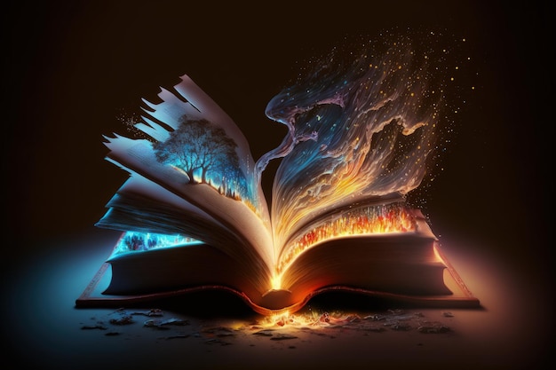 Un libro è aperto al fuoco e sulla copertina c'è la parola fuoco.