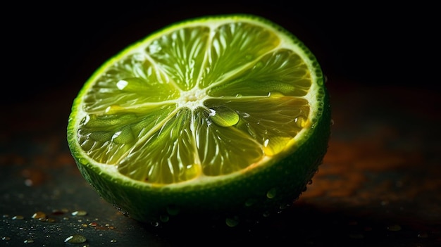 Un lime con uno sfondo nero