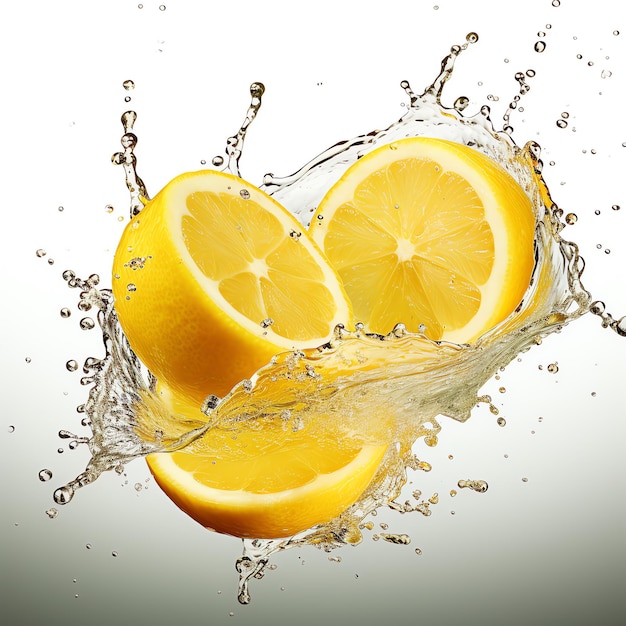 Un limone con spruzzi d'acqua