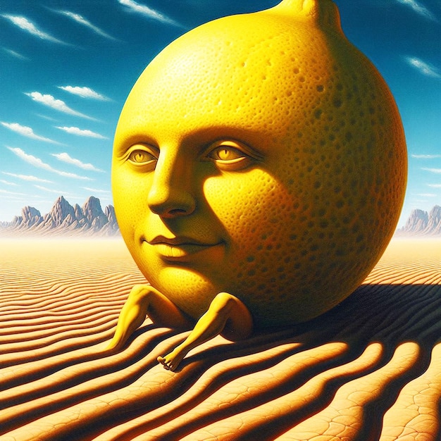 un limone giallo con una faccia su di esso e la faccia di una faccia che dice "il sole"