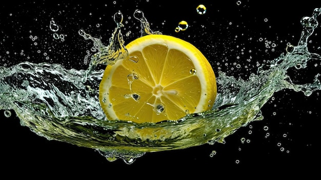 un limone in acqua con bolle