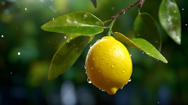 Un limone su un ramo di un albero