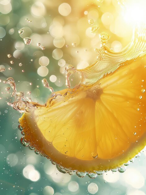 un limone viene spruzzato d'acqua