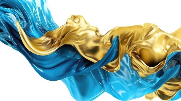 Un liquido blu e oro scorre nell'aria.