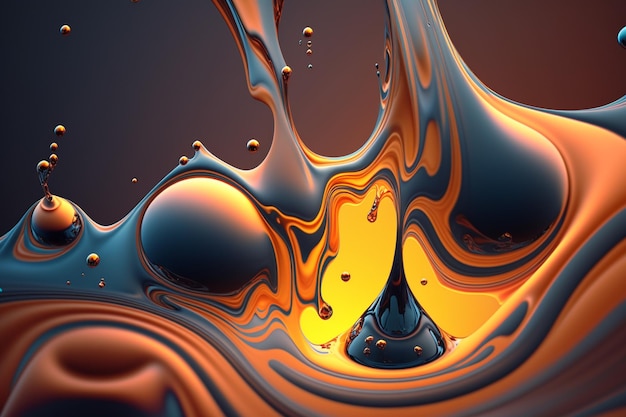 Un liquido colorato con dentro una goccia di liquido
