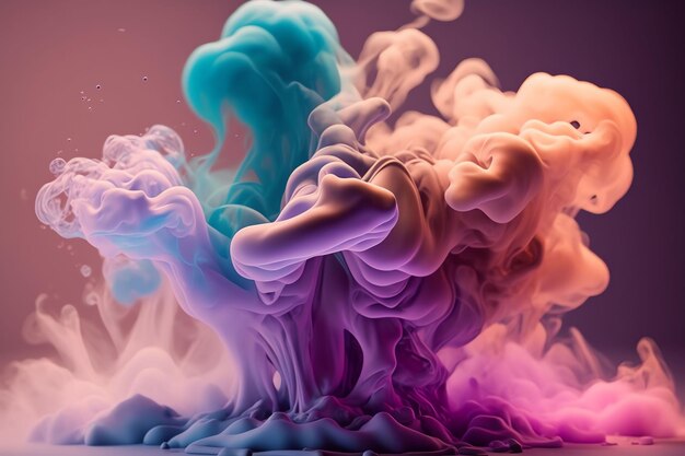 Un liquido colorato viene fatto cadere su uno sfondo rosa e blu.