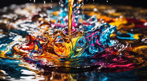 Un liquido colorato viene versato nell'acqua