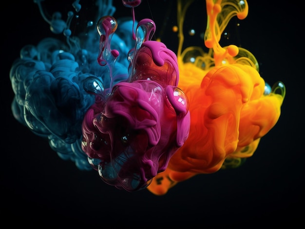 Un liquido colorato viene versato su uno sfondo nero