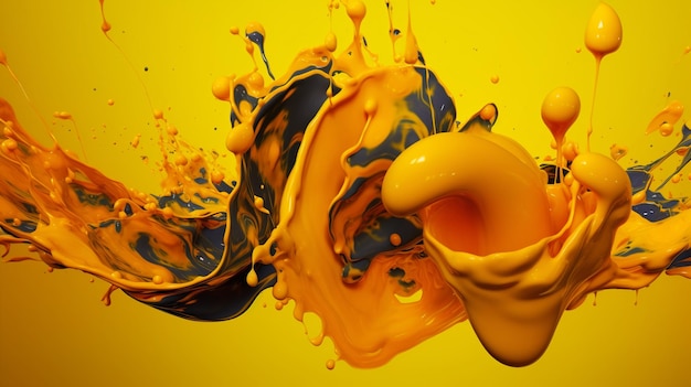 Un liquido giallo con uno sfondo nero e un liquido giallo al centro.