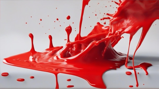 Un liquido rosso che spruzza su una superficie bianca