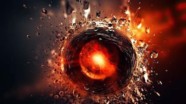 Un liquido rosso in un cerchio con sopra la parola fuoco