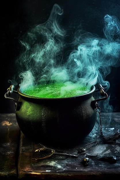 un liquido verde in una pentola